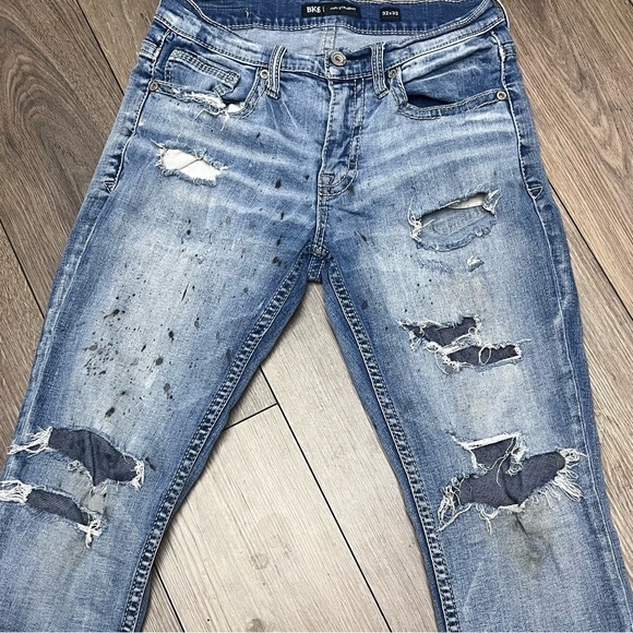 BKE Buckle Jake Straight Blue Distressed Paint Splatter  Distressed Men’s 32X32 - Picture 4 of 10